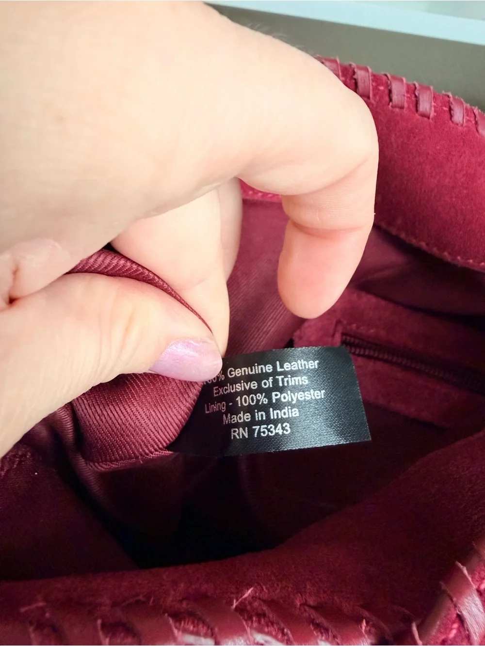 TJ Max Burgundy Suede Shoulder Tote Bag